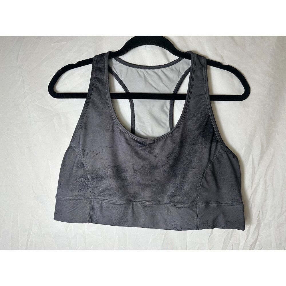 Fabletics Women's Athletic Racerback Black Marled Sports Bra Size M